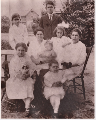 Little girl on left holding doll..ANGELINA Gelso Vecchio /Grouchy little boy..John Gelso /Above him ..Fillomena 'Anna' Gelso Vaccarelli/ Mother in center..Carmela Chiafullo Gelso holding Angelo Gelso /Boy next to her: Sabato "Sammy Gelso" /Boy in suit above Carmella..Eddie Gelso /Little Girl all in white with Bow..Rosa Gelso Cammarano